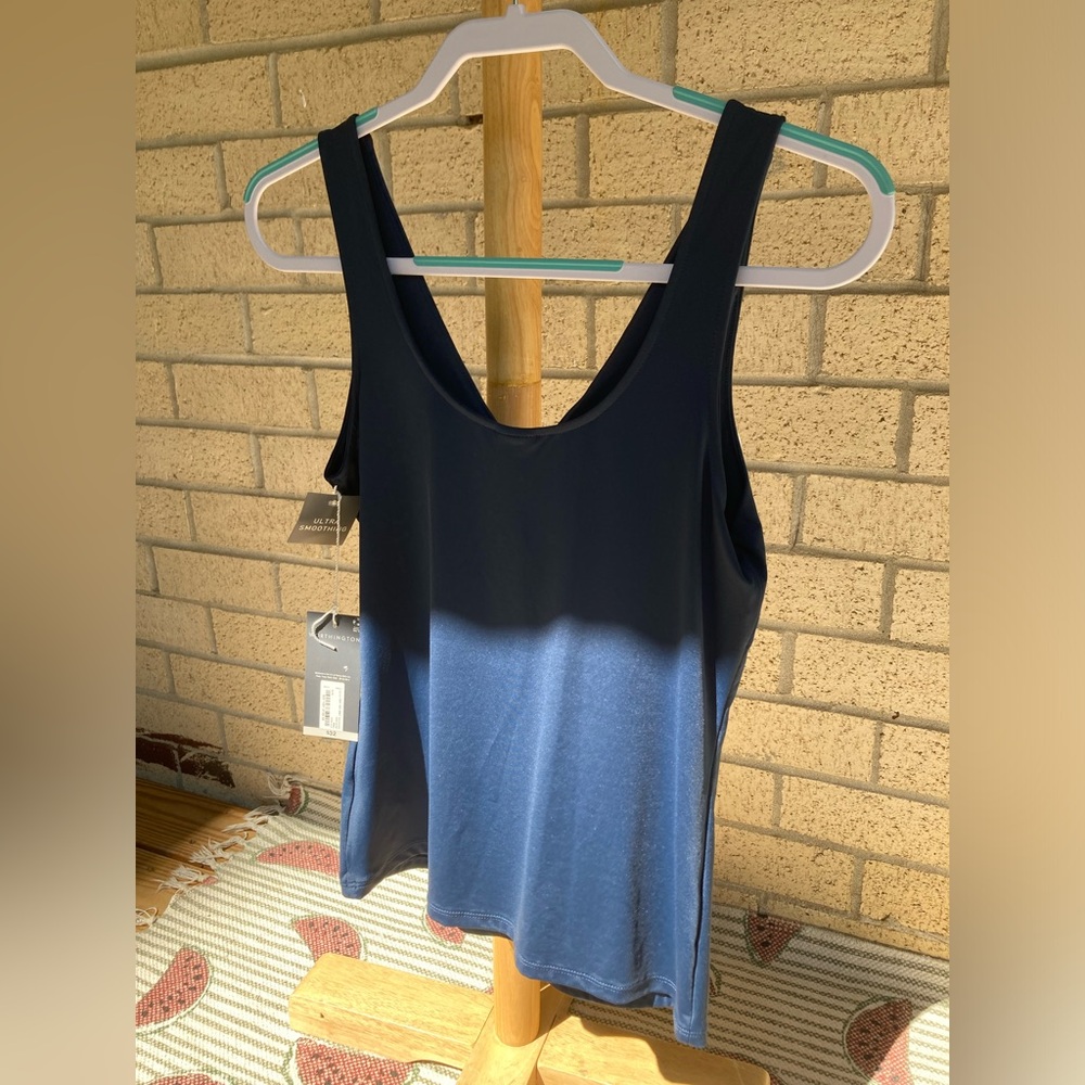 Worthington Ultra Smoothing Shaping Layering Navy Petrol Blue V Neck Tank Top - Picture 11 of 13